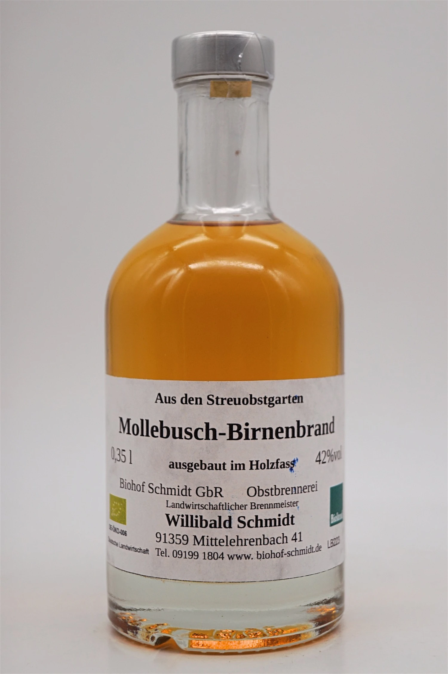 Bio Mollebusch-Birnenbrand Ausgebaut Im Holzfass 1 Bio Mollebusch-Birnenbrand Ausgebaut Im Holzfass