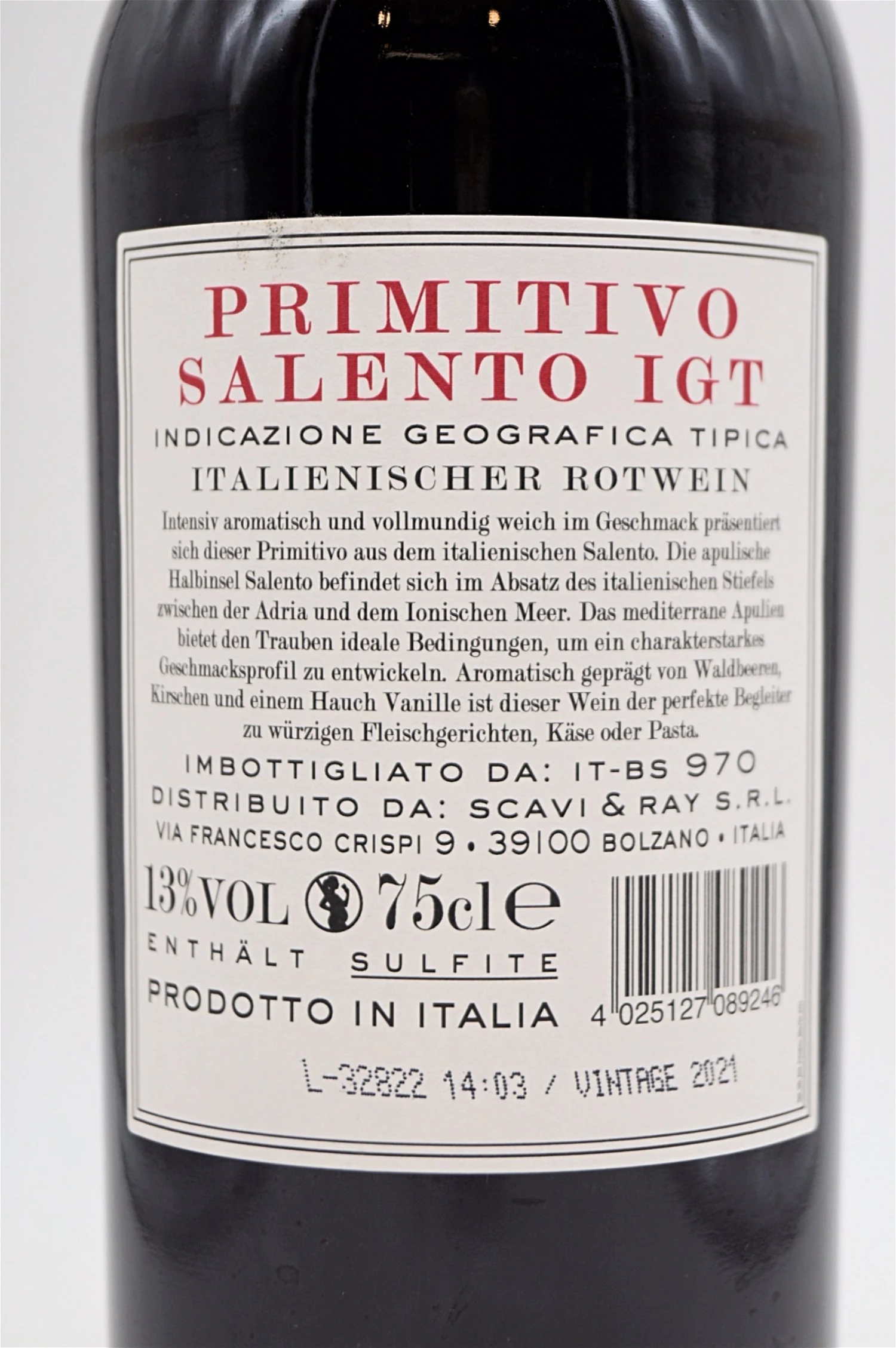 Primitivo Salento I.G.T. 6 Flaschen Sparset 5 Primitivo Salento I.G.T. 6 Flaschen Sparset – Bild 5